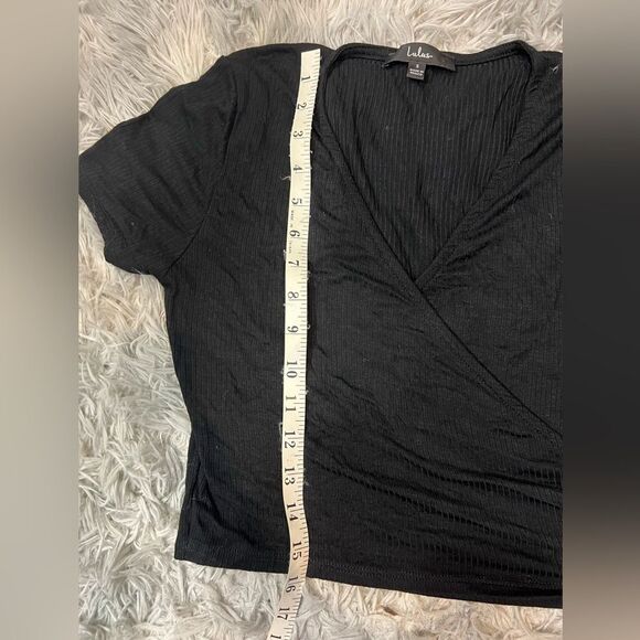 Lulus Black Wrap Tie Crop Top Small​ - Picture 4 of 5